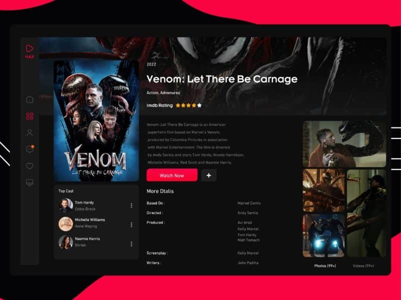 تصميم موقع افلام uiux