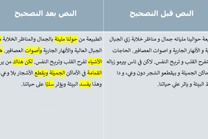 التدقيق اللغوي و الإملائي والنحوي لجميع أنواع الكتابات
